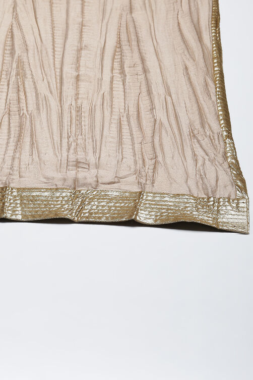 Rohit Bal Beige Silk & Cotton Flared Kurta Suit Set image number 3