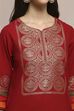 Red Cotton Straight Kurta image number 1
