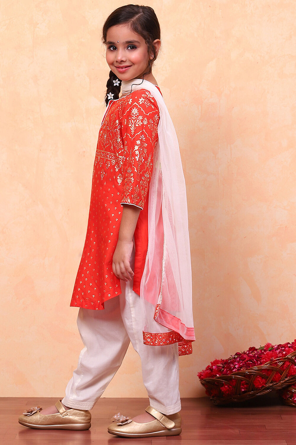 Blue and White Cotton Printed Straight Suit Set image number 5