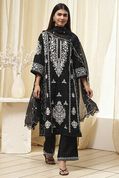 Black Cotton Blend A Line Suit Set image number 7
