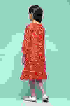 Red Polyester Tiered Dress image number 4