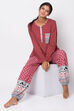 Brick Red Poly Cotton Printed Loungewear Set image number 0