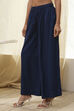 Navy Blue Viscose Solid Straight Palazzos image number 2