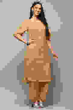 Yellow Rayon Straight Kurta Set image number 5