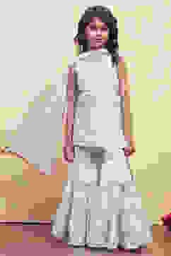 Turquoise and White Cotton Straight Suit Set image number 6