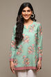 Denim Blue Cotton Blend Printed Kurti image number 5