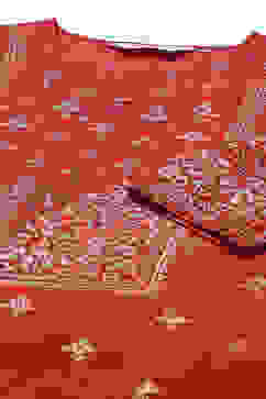 Red Art Silk Double Layered  Kurta Churidar Suit Set image number 1