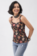 Black Cotton Floral Printed Straight Top image number 1