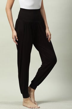 Black Viscose Relaxed Joggers image number 3