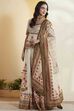 Navy Blue Cotton Silk Printed Lehenga Set image number 4