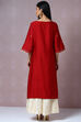Cherry Red Cotton Silk Sharara Kurta Sharara Suit Set