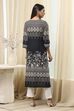 Black Cotton Printed Straight Kurta image number 3