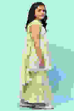 Green Cotton Floral Printed Strappy Peplum Suit Set image number 6