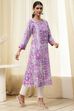 Lavender Printed Straight Kurta image number 4