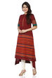 Maroon Cotton A-Line Printed Kurta image number 3