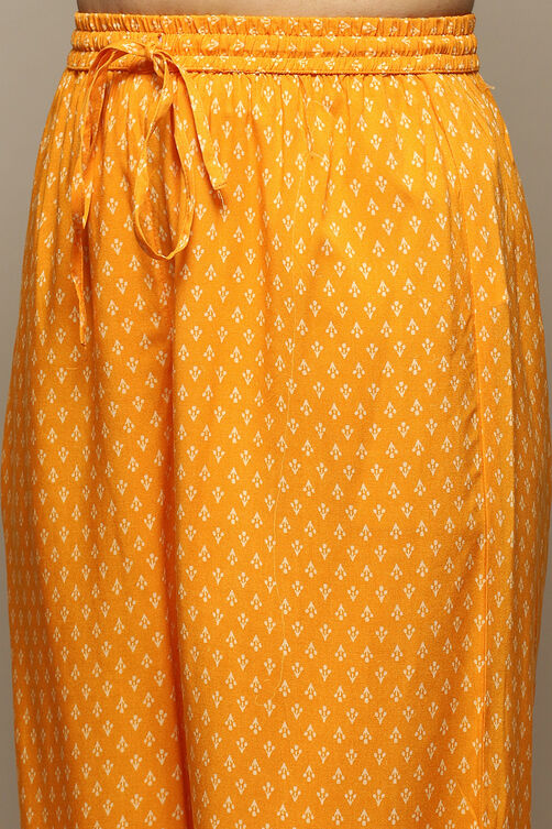 Orange Rayon Asymmetric Kurta Palazzo Suit Set image number 2
