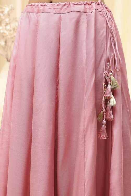 Powder Pink Viscose Front Open Suit Set image number 2