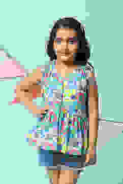 Blue Cotton Short Top image number 5