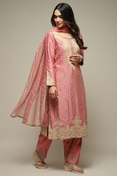 Old Rose Cotton Silk Straight Suit Set image number 5