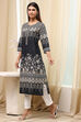 Black Cotton Straight Kurta image number 2