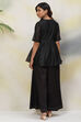 Black Straight Poly Modal Fusion Wear 2 Piece Set image number 5