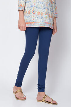 Navy Cotton Blend Solid Churidar image number 0