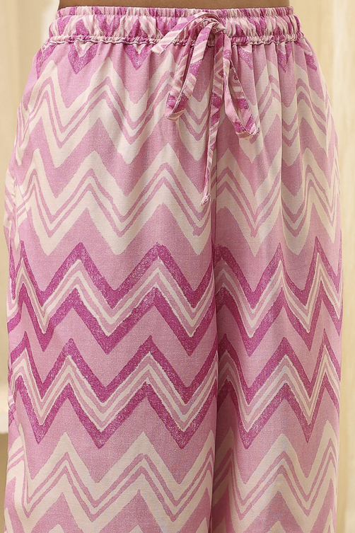 Blue and White Cotton Straight Suit Set image number 2