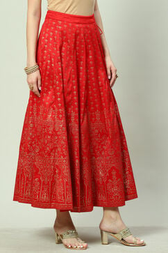 Red Art Silk Skirt image number 3