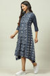 Indigo Poly Cotton Asymmetric Printed Kurta Dress image number 2
