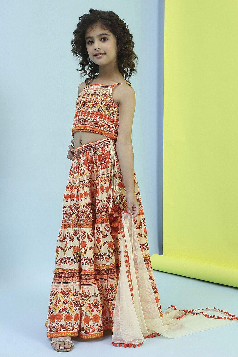 Multi-Colored Cotton Lehenga Set image number 7