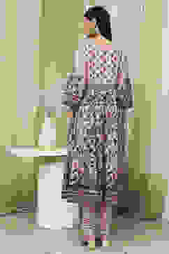 Beige Cotton Anarkali Printed Kurta Suit Set image number 4