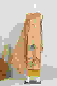 Yellow Chanderi Printed Unstitched Suit Set image number 4