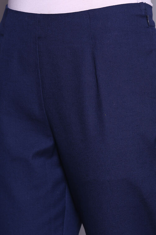 Navy Blue Cotton Flax Pants image number 1