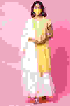 Yellow Cotton Sharara Kurta Sharara Suit Set image number 7