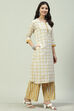 Mustard Cotton Blend Straight Kurta Palazzo Suit Set image number 0