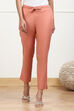 Rust Cotton Solid Regular Pants image number 4