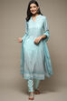 Light Blue Silk Blend Digital Print Unstitched Suit Set image number 8