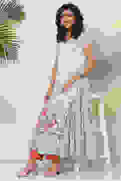 Green Art Silk Flared Kurta image number 7