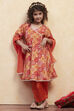 Coral Pink Polyester Flared Suit Set image number 0