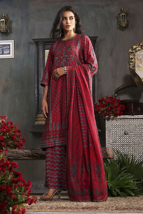 Blue Printed Straight Suit Set image number 5