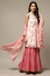 Off White & Peach Cotton Straight Kurta Garara Suit Set