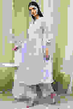 Blue Embroidered Kalidar Suit Set image number 3