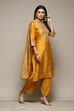 Mustard Poly Chanderi Straight Embroidery Kurta Palazzo Suit Set image number 5