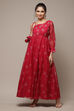 Fuschia Art Silk Anarkali Kurta Legging Suit Set image number 1