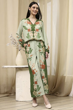 Green Floral Printed Co-ord Set image number 0