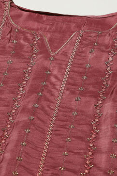 Mauve Silk Blend Digital Print Unstitched Suit Set image number 2