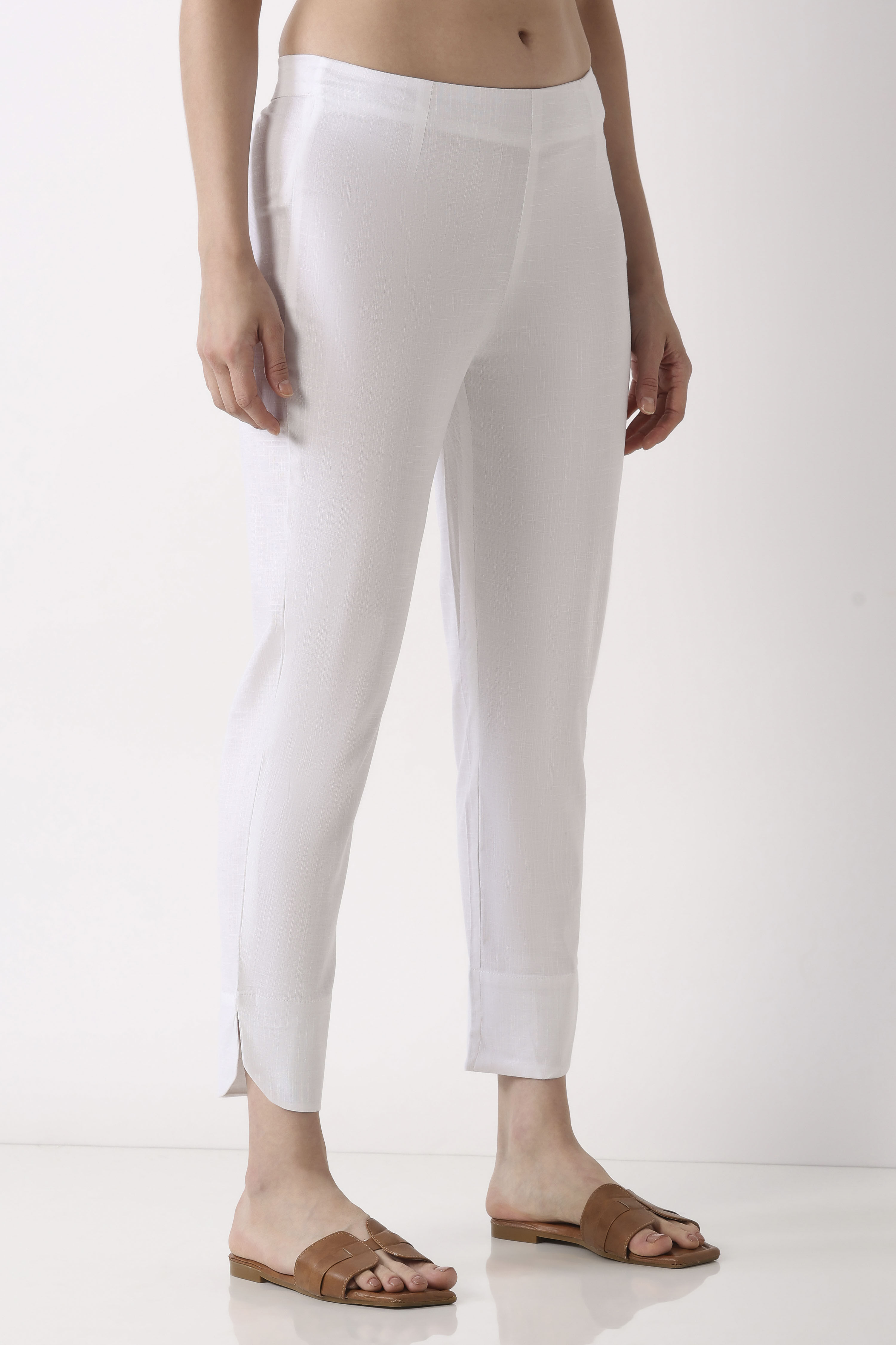 Off White Viscose Blend Pants image number 3