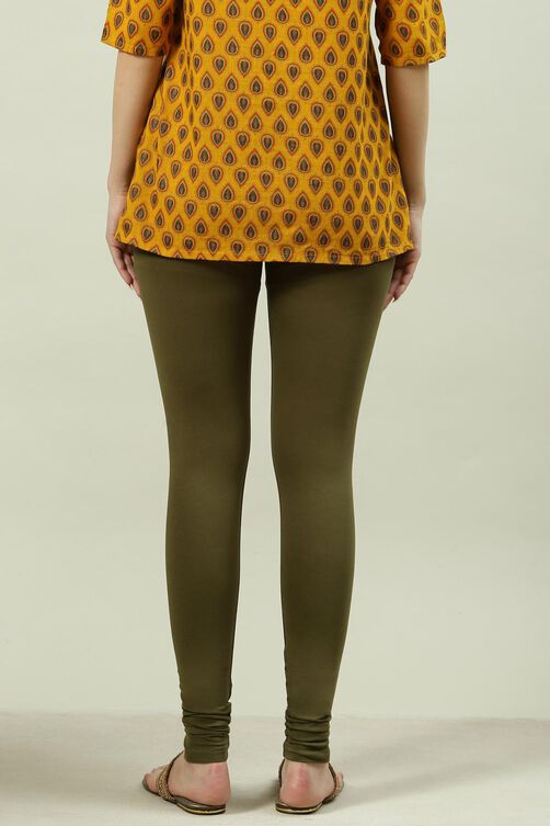 Camel Cotton Blend Solid Churidar image number 4