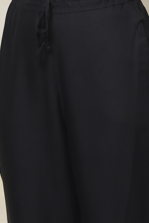 Black Rayon Straight Kurta Pant Suit Set image number 3
