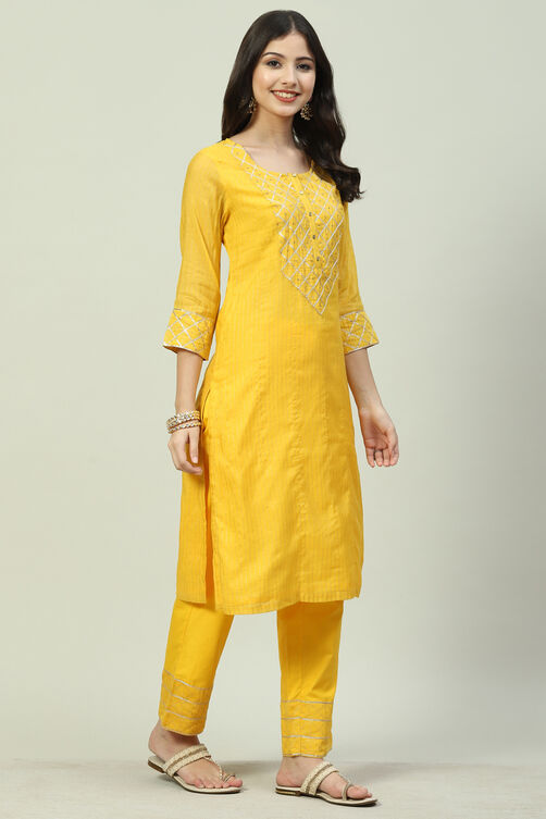 Buy Yellow Art Silk A-Line 2 Piece Set for INR2399.40 |Biba India